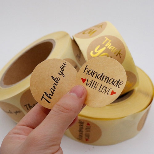 120pcs/lot new Golden Seal Sticker Heart Round Handmade Adhesive Kraft  Baking Gift Package Decoration Label Stickers